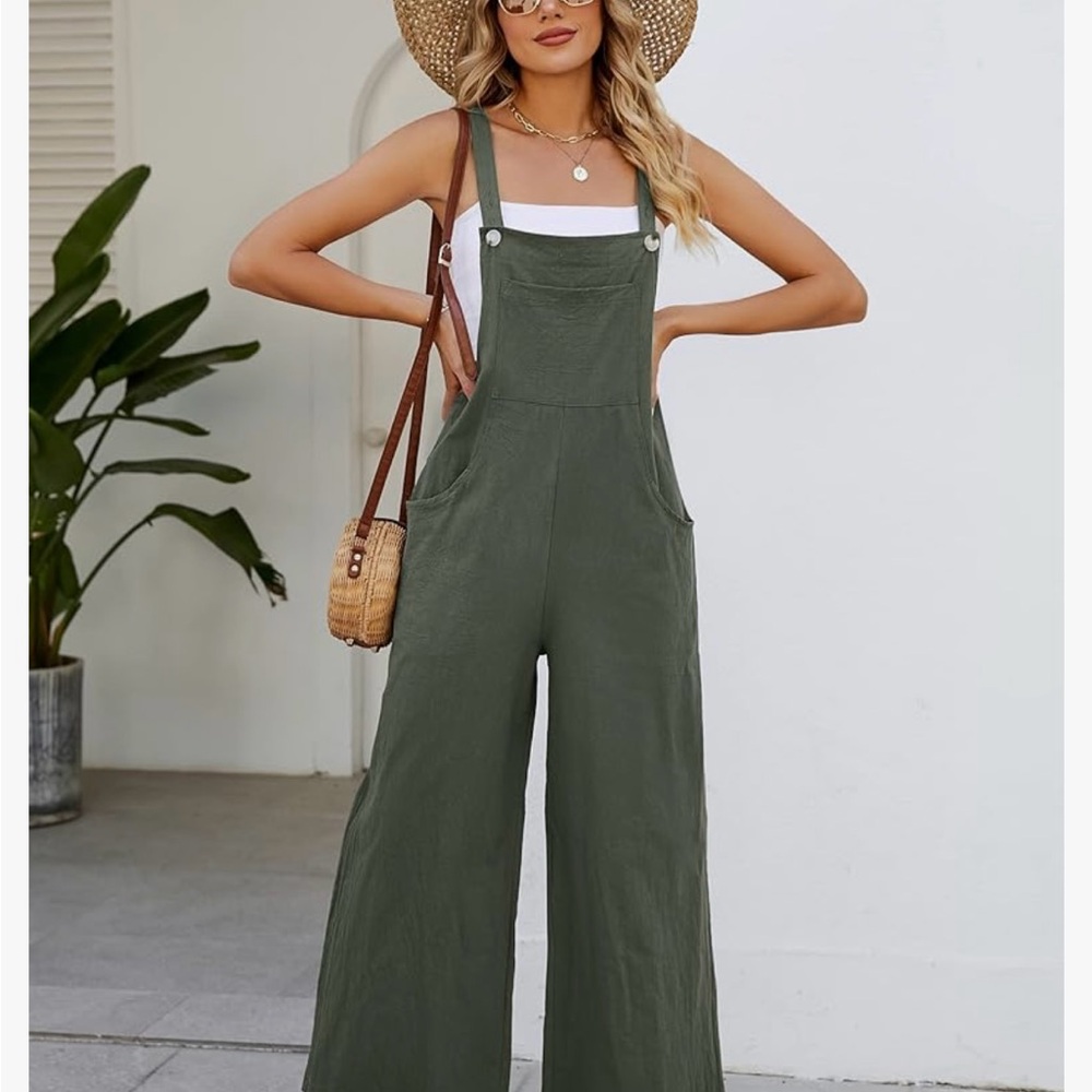 Stylish Green Wide-Leg Overalls